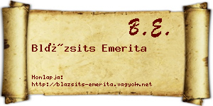 Blázsits Emerita névjegykártya